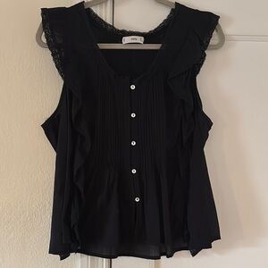 MANGO BLACK SLEEVELESS PINTUCK TOP, 10